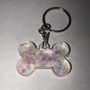 Custom epoxy mini bone 🦴 keychain with mermaid 🧜‍♀️ glitter ✨